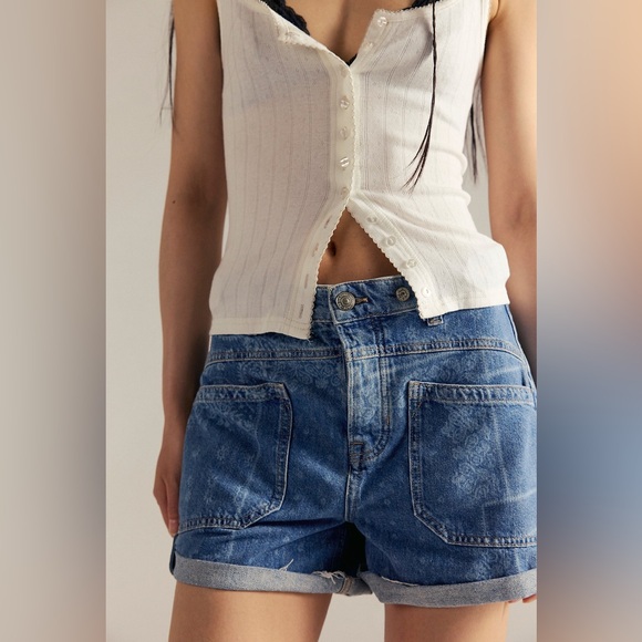 Free People Denim - We The Free Palmer Denim Cuffed Relax Fit Shorts NWT Size 30